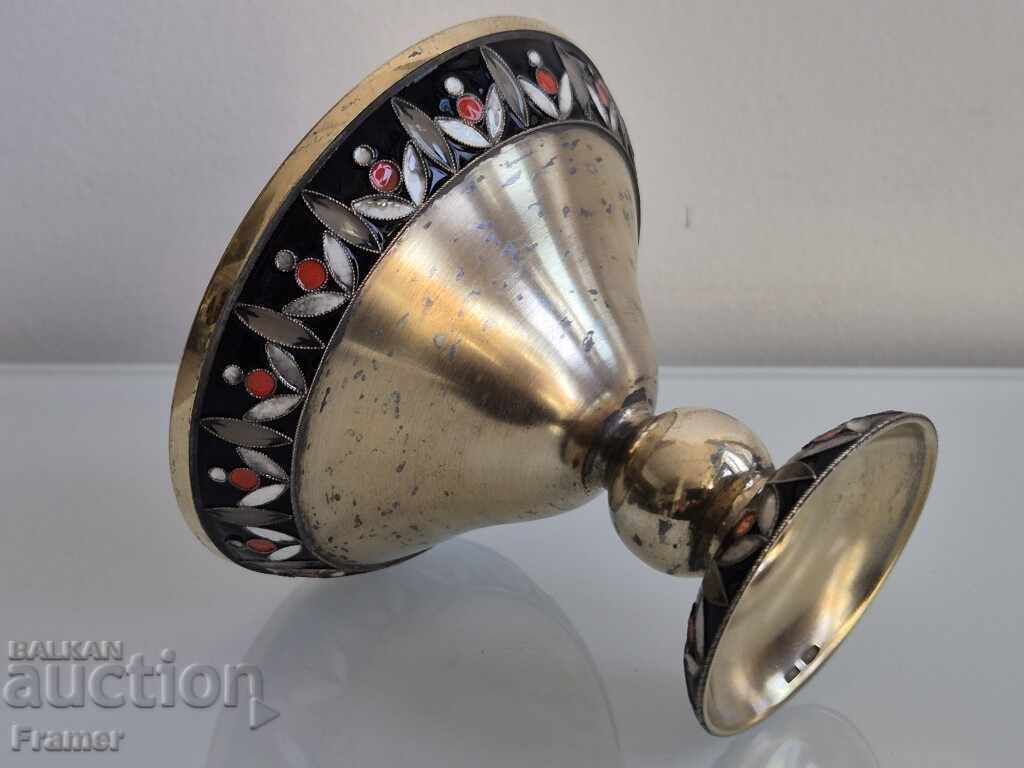 Delivery of BEAUTIFUL Silver with enamel and gilding Russian silver cup