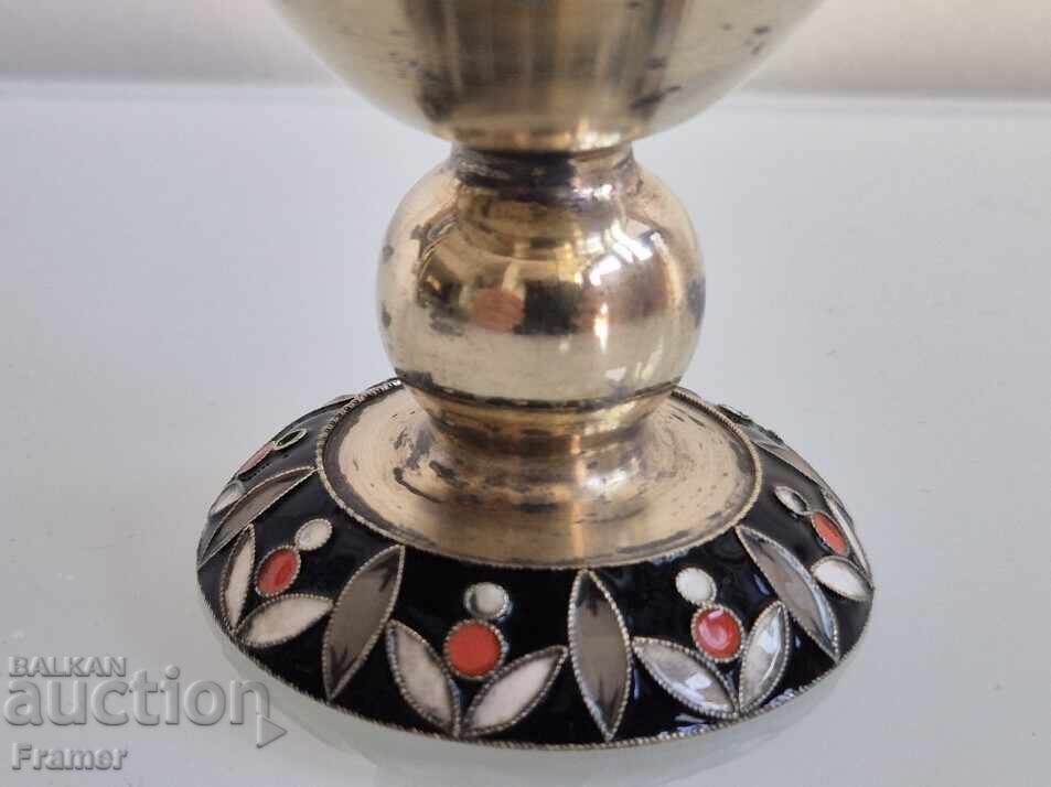 BEAUTIFUL Silver with enamel and gilding Russian silver cup - 5