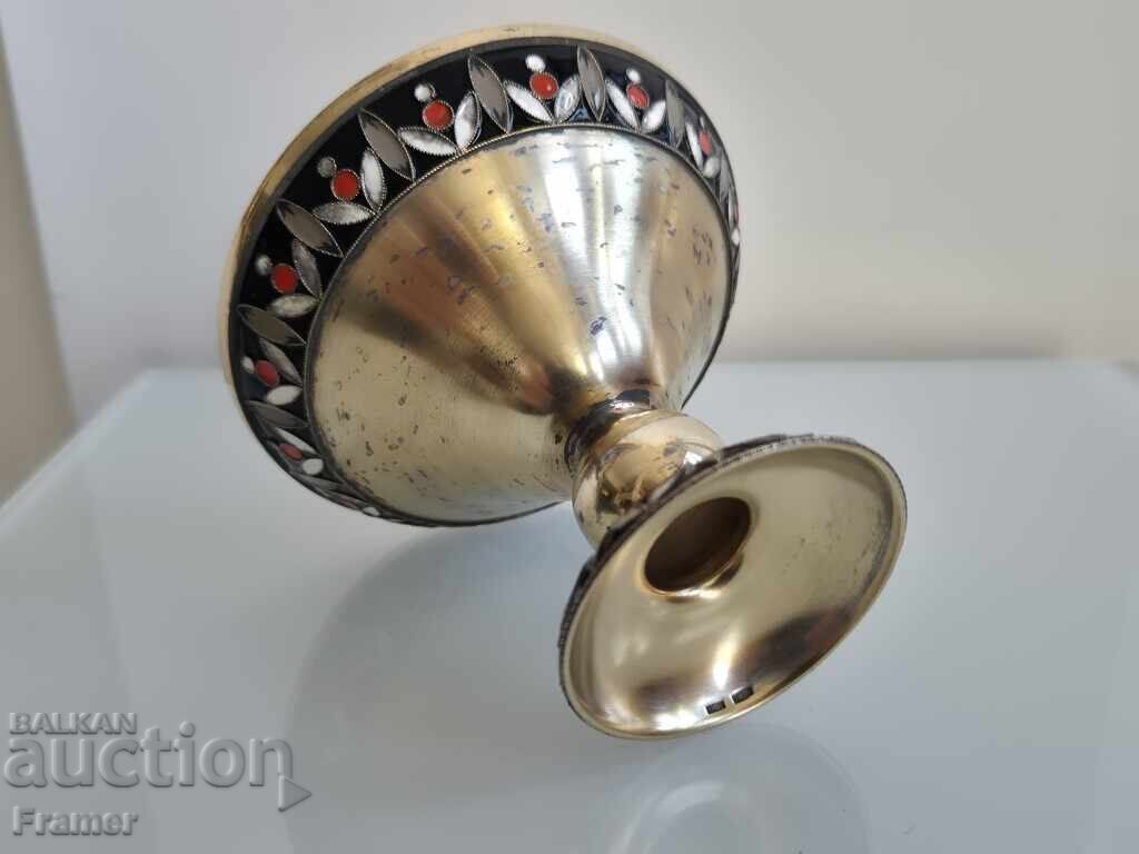 BEAUTIFUL Silver with enamel and gilding Russian silver cup - 6