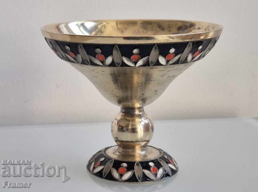 BEAUTIFUL Silver with enamel and gilding Russian silver cup