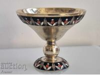 КРАСИВA Сребърна с емайл и позлата руска чаша сребро