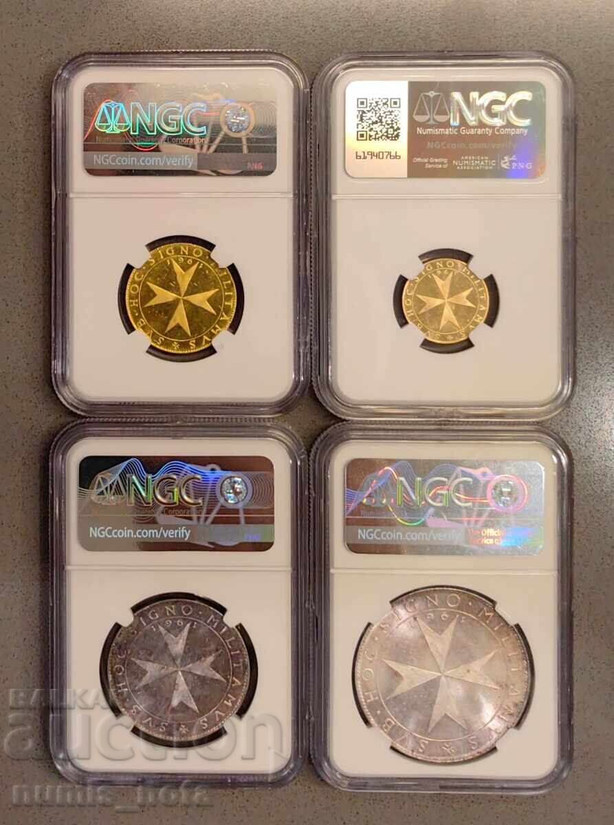 Licitație Ordinul de Malta - lot monede 1961 NGC - Aur, Argint Licitație Ordinul de Malta - lot monede 1961 NGC - Aur, Argint