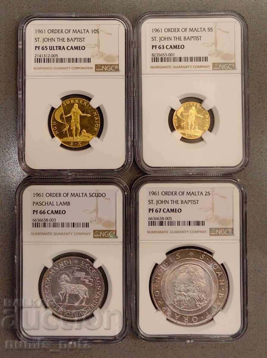 Livrarea Ordinul de Malta - lot monede 1961 NGC - Aur, Argint Livrarea Ordinul de Malta - lot monede 1961 NGC - Aur, Argint