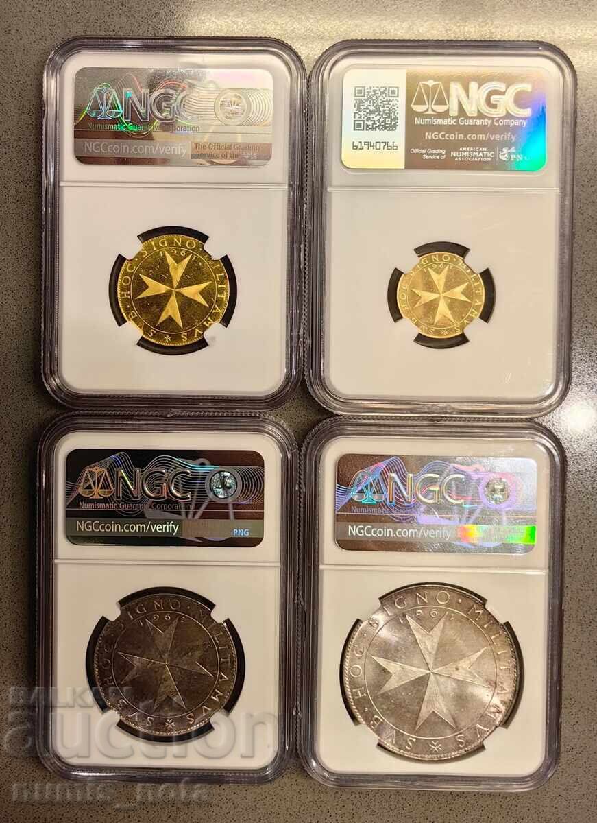 Ordinul de Malta - lot monede 1961 NGC - Aur, Argint - 7 Ordinul de Malta - lot monede 1961 NGC - Aur, Argint - 7