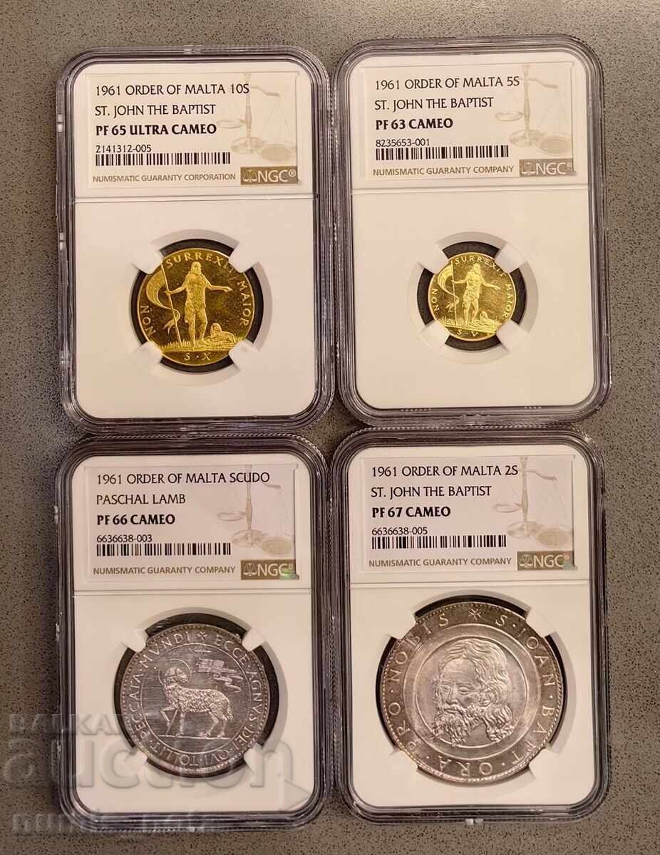 Ordinul de Malta - lot monede 1961 NGC - Aur, Argint Ordinul de Malta - lot monede 1961 NGC - Aur, Argint