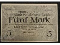 Germany, Germany 5 Mark Kaufbeuren 1918, UNC