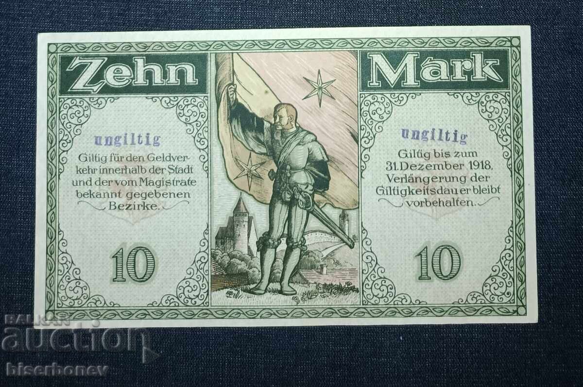 Γερμανία, Γερμανία 10 μάρκα Kaufbeuren 1918, aUNC+ με τιμή 13.00 BGN | € 6.65 Γερμανία, Γερμανία 10 μάρκα Kaufbeuren 1918, aUNC+ με τιμή 13.00 BGN | € 6.65
