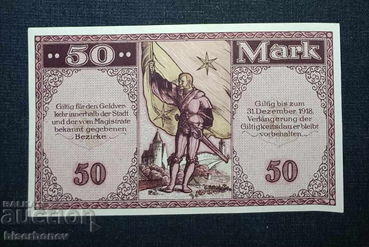 Γερμανία, Γερμανία 50 μάρκα Kaufbeuren 1918, aUNC+ με τιμή 15.00 BGN | € 7.67