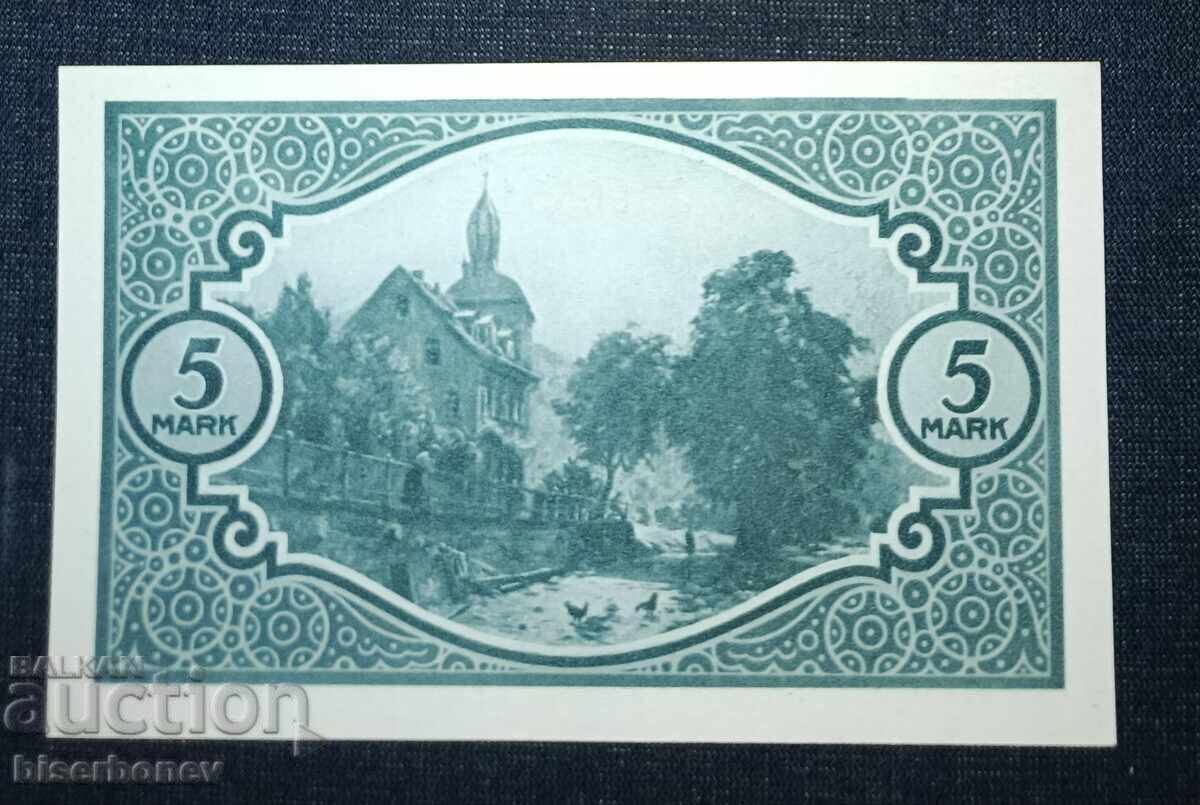 Germany, Germany 5 Mark Mosbach 1918, UNC with price 9.00 BGN | € 4.60