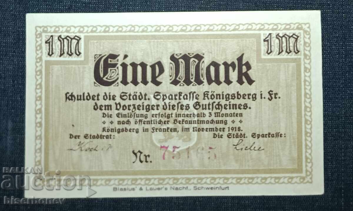 Germany, Germany, 1 Mark Königsberg 1918, UNC