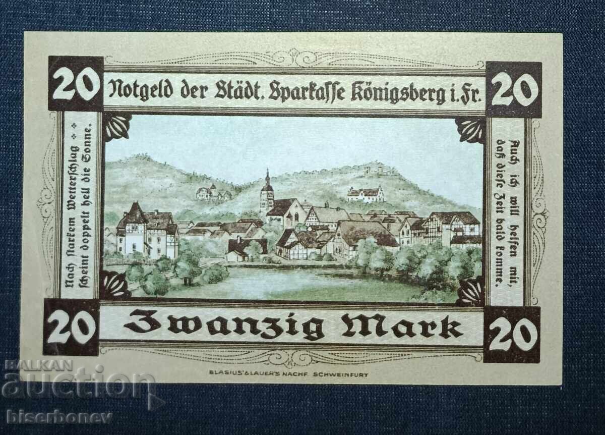 Germany 20 Mark Königsberg 1918, UNC with price 16.00 BGN | € 8.18
