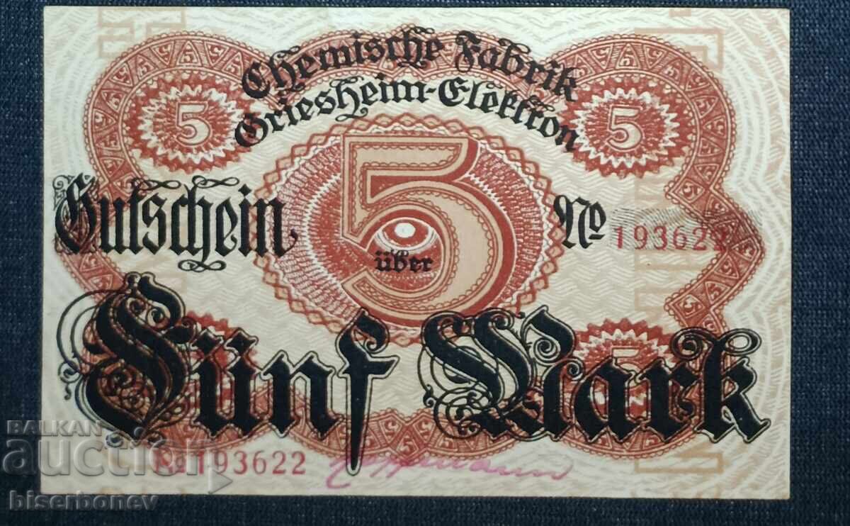 Γερμανία, Γερμανία, 5 μάρκα Φρανκφούρτη επί του Μάιν 1918, UNC