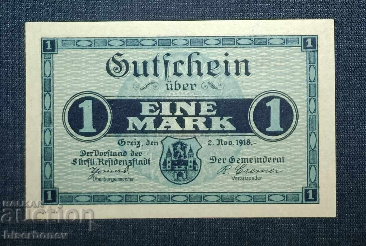 Germany, Germany 1 Mark Zeulenroda-Greiz 1918, UNC