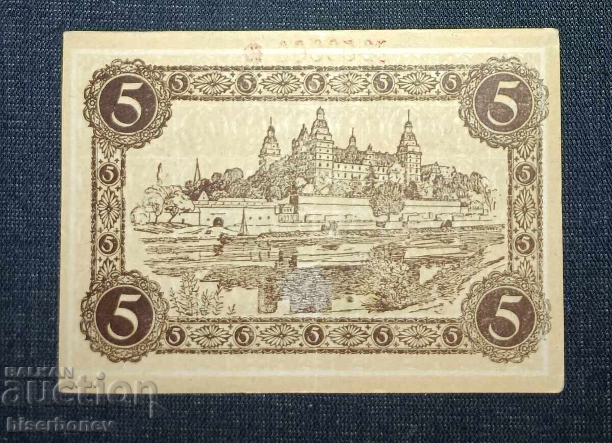 Germany, Germany 5 Mark Aschaffenburg 1918, XF+ with price 6.00 BGN | € 3.07