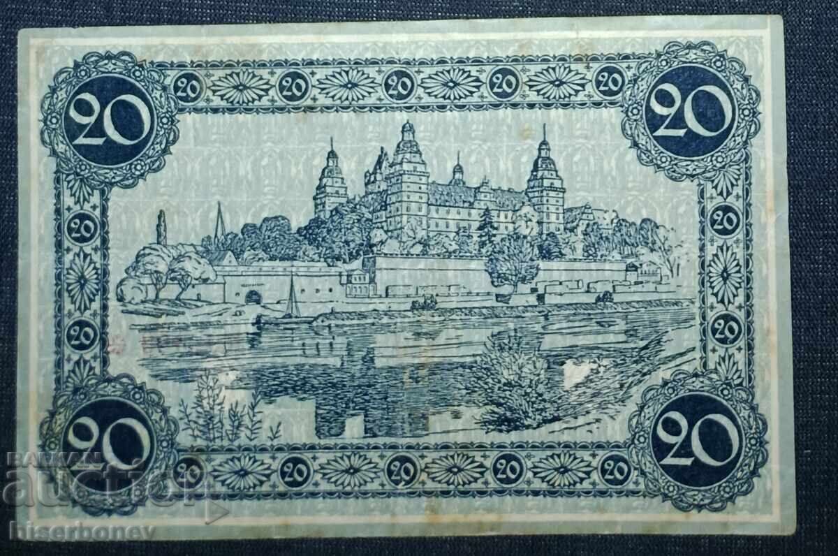Germany, Германия 20 марки Асшафенбург 1918 г, VF/XF с цена 8.00 лв. | € 4.09