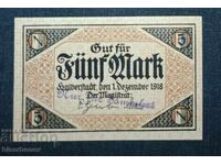 Γερμανία, Γερμανία 5 μάρκα Χάλμπερστατ 1918, UNC
