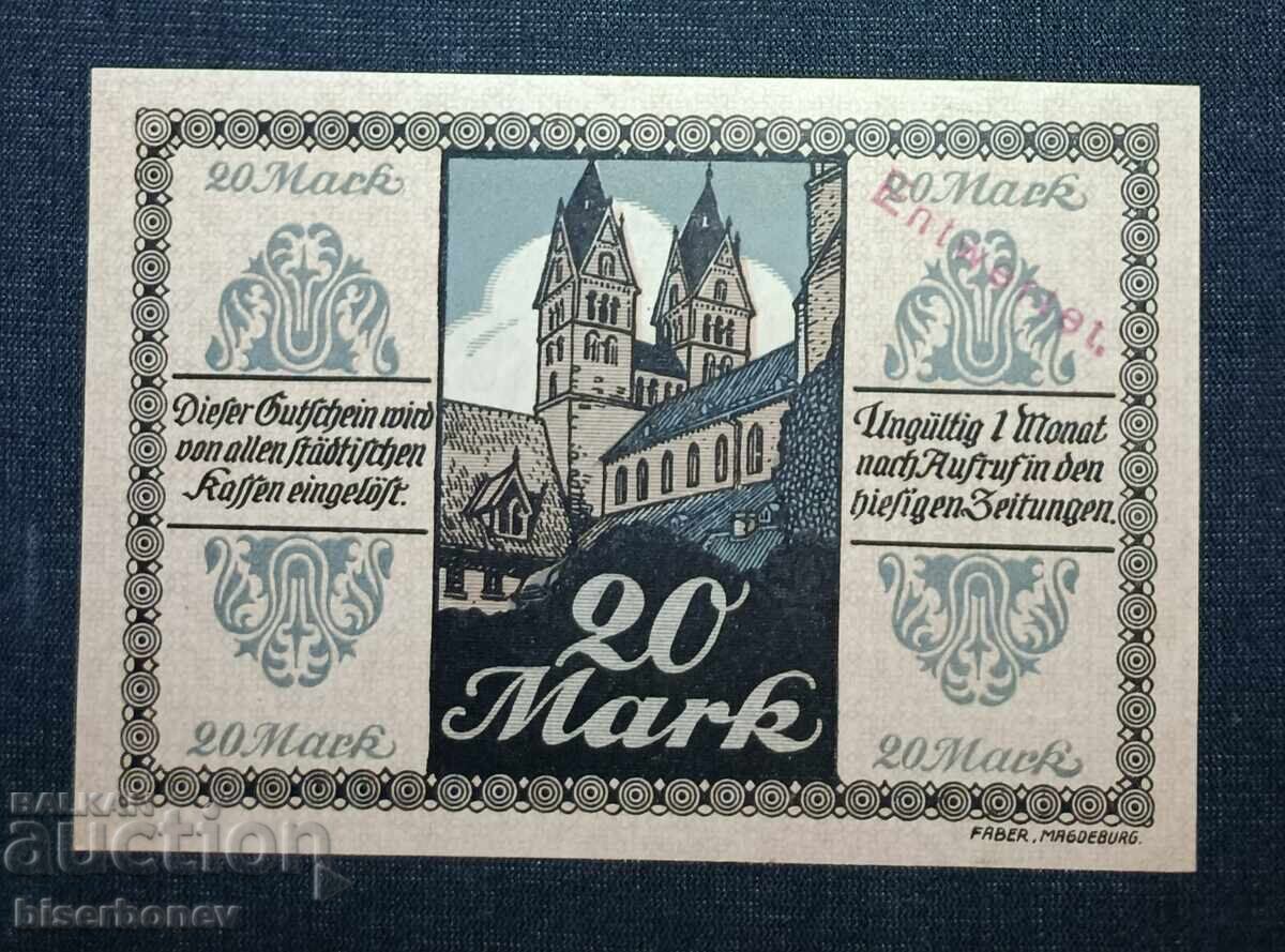 Γερμανία, Γερμανία, 20 μάρκα Χάλμπερστατ, 1918, UNC με τιμή 16.00 BGN | € 8.18 Γερμανία, Γερμανία, 20 μάρκα Χάλμπερστατ, 1918, UNC με τιμή 16.00 BGN | € 8.18