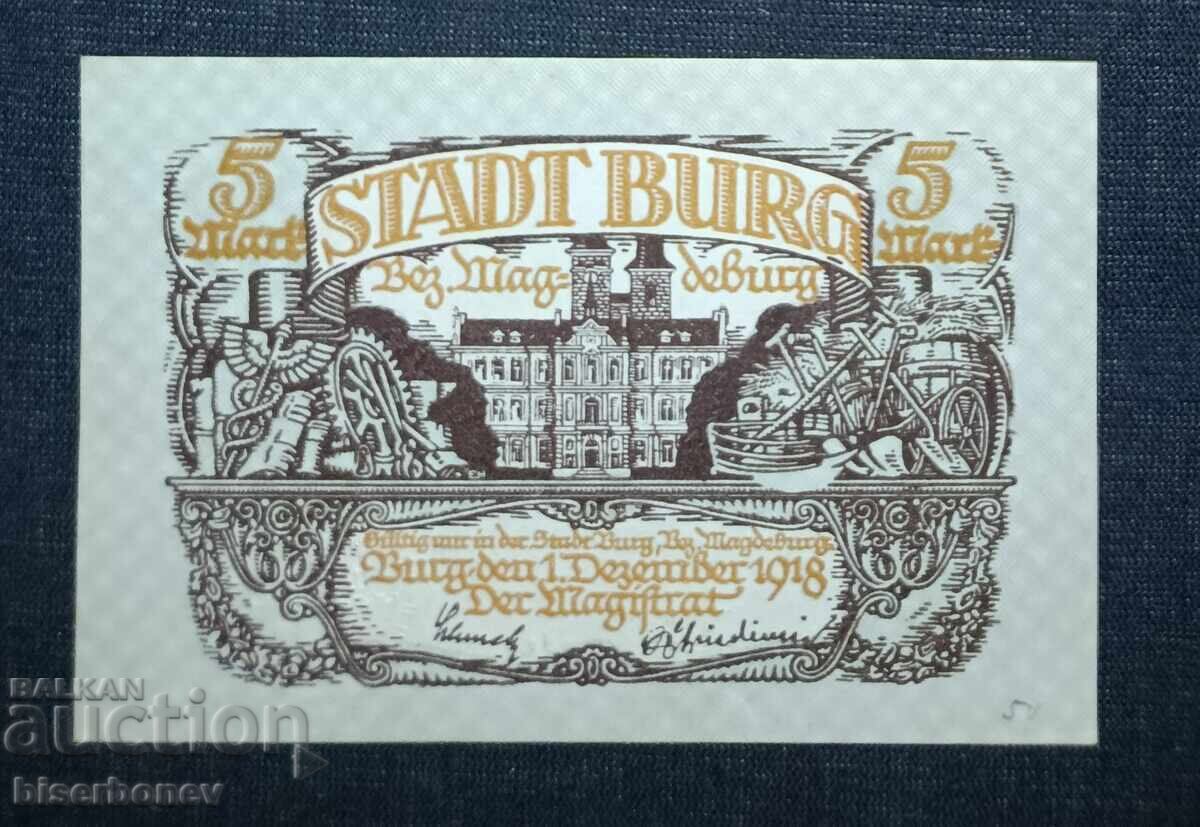 Germania, Germania, 5 mărci Magdeburg, 1918, UNC-1