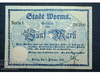 Γερμανία, Γερμανία, 5 μάρκα Worms 1918, VF/XF