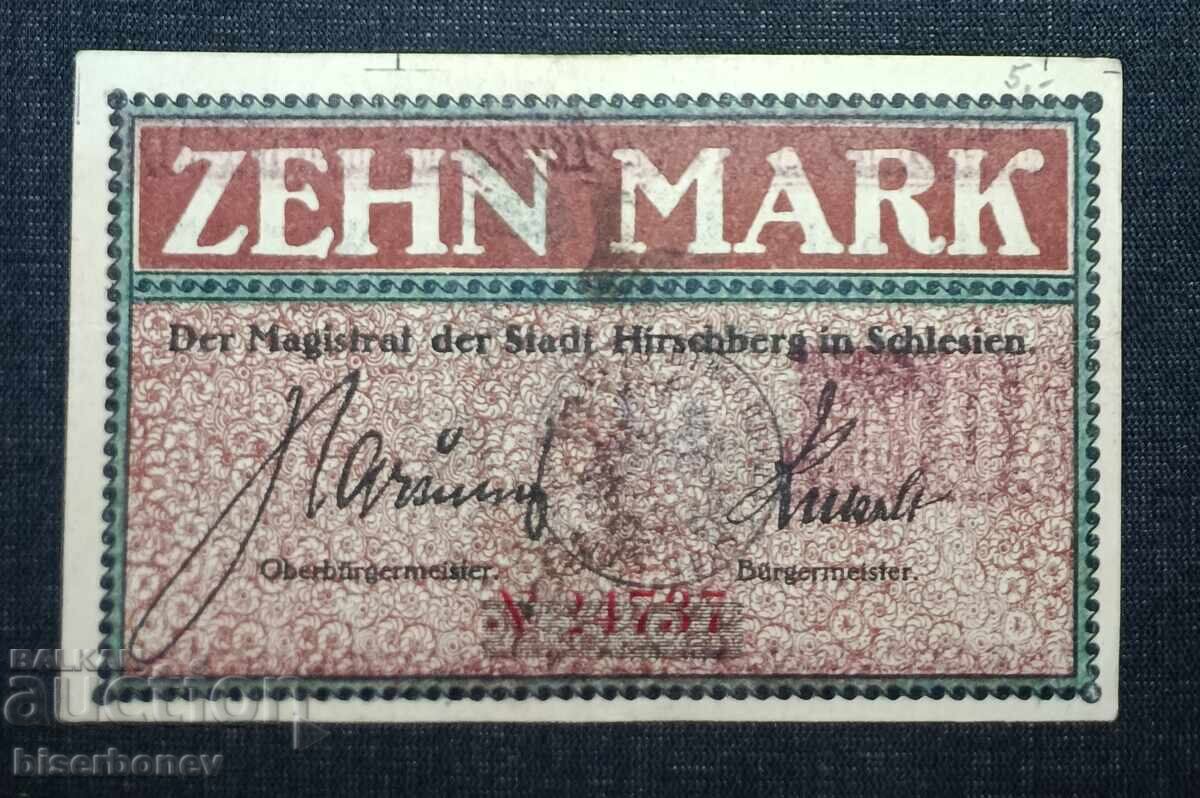 Germany, Германия 10 марки Хиршберг 1918 г, XF