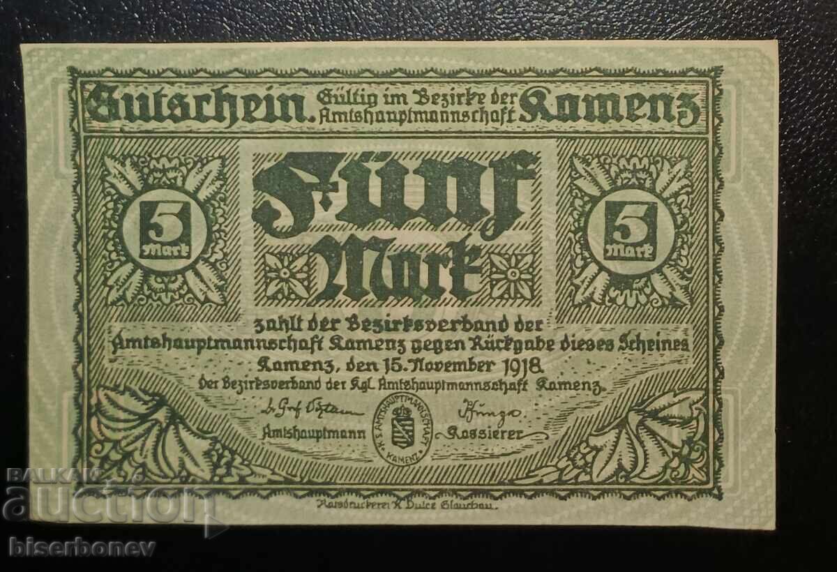 Γερμανία, Γερμανία, 5 μάρκα Καμέντς, 1918, aUNC