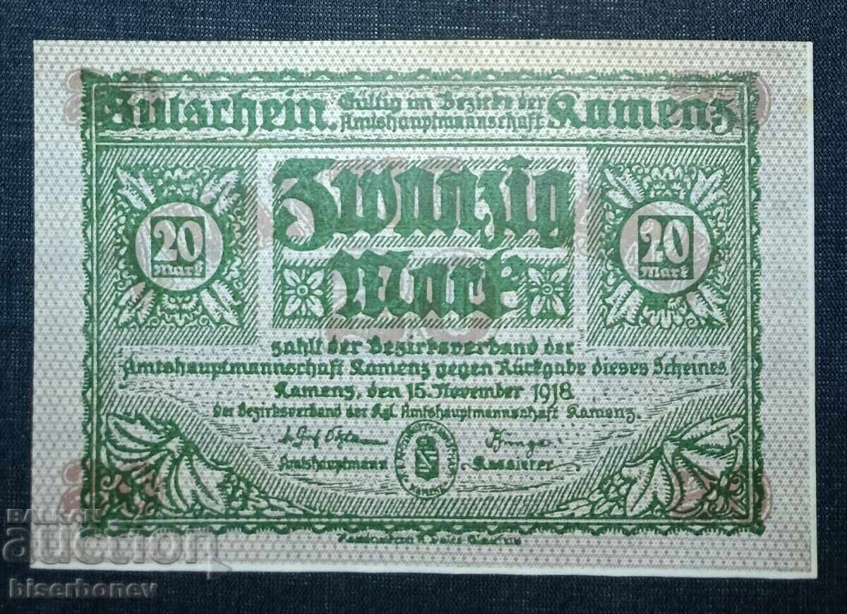 Germania, Germania, 20 mărci Kamenz, 1918, UNC