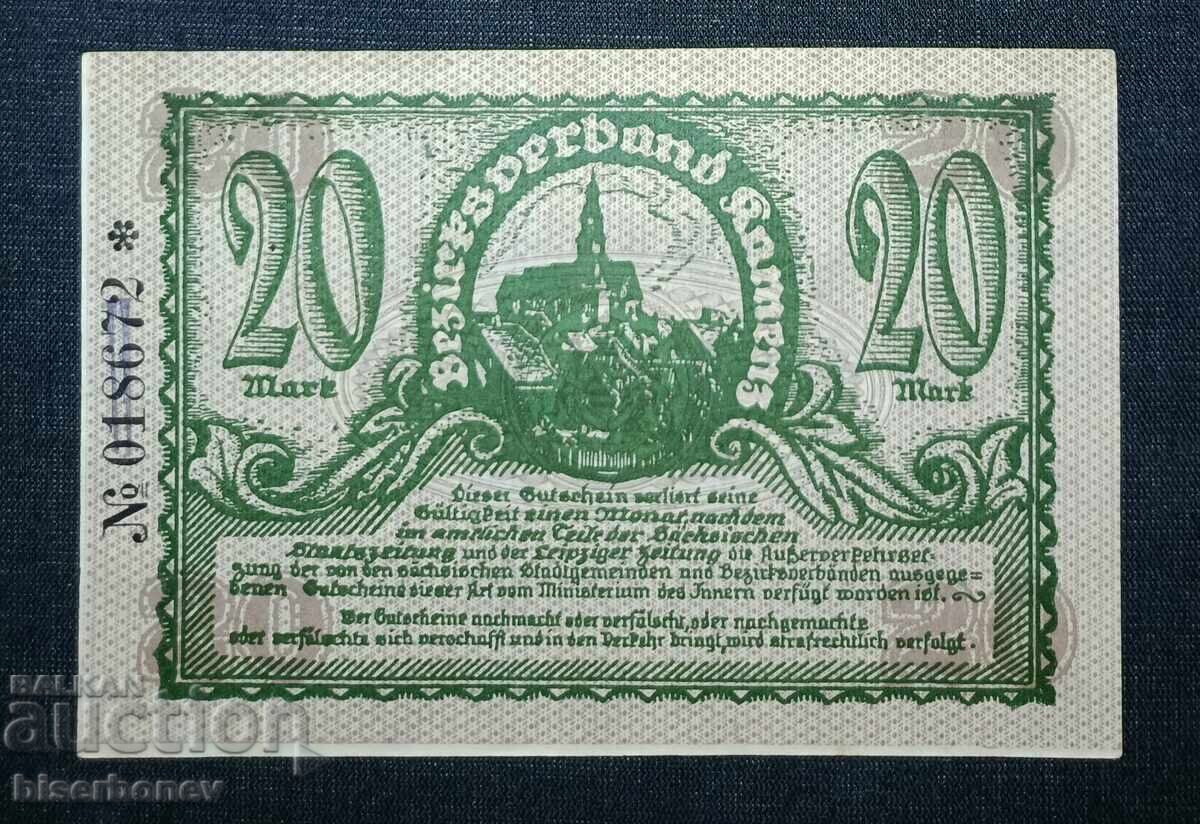 Γερμανία, Γερμανία, 20 μάρκα Καμέντς 1918, aUNC με τιμή 12.00 BGN | € 6.14 Γερμανία, Γερμανία, 20 μάρκα Καμέντς 1918, aUNC με τιμή 12.00 BGN | € 6.14