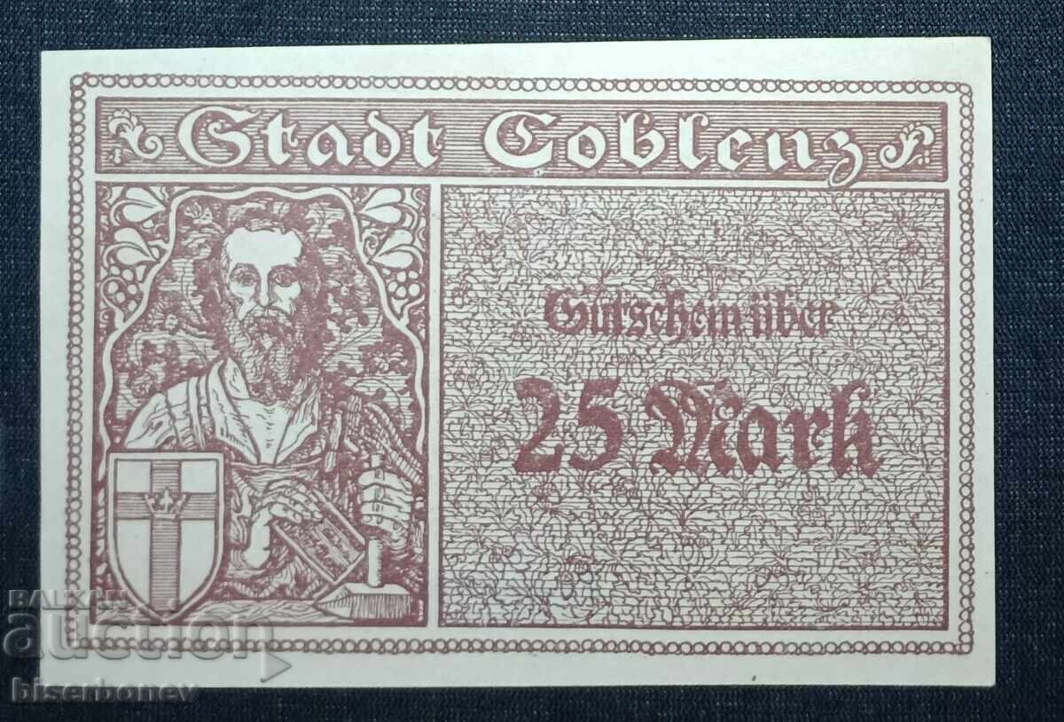 Germany 25 Mark Koblenz, 1918, UNC with price 18.00 BGN | € 9.20