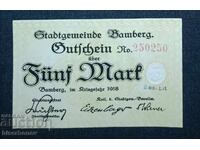 Germany, Germany, 5 Mark Bamberg, 1918, UNC