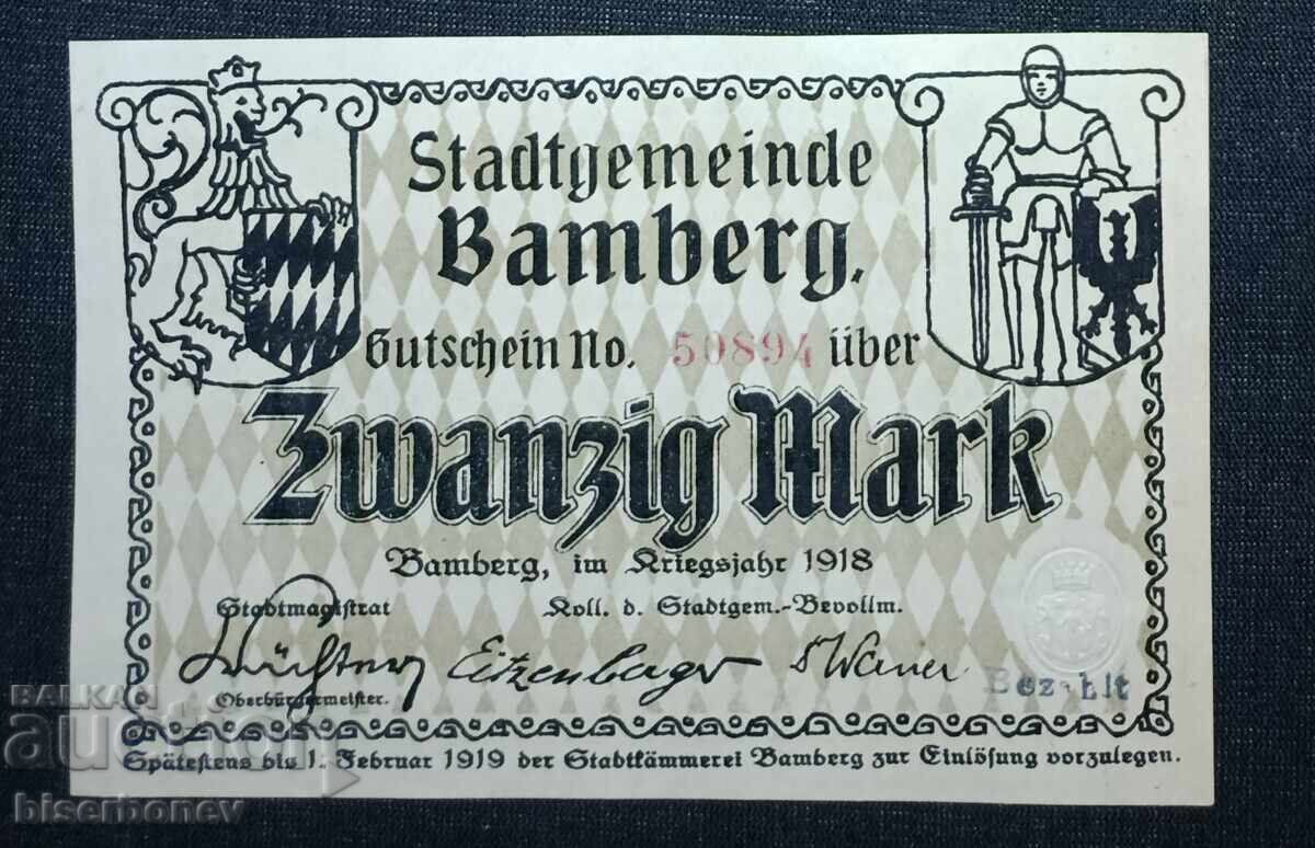 Γερμανία, Γερμανία 20 μάρκα Bamberg, 1918, UNC