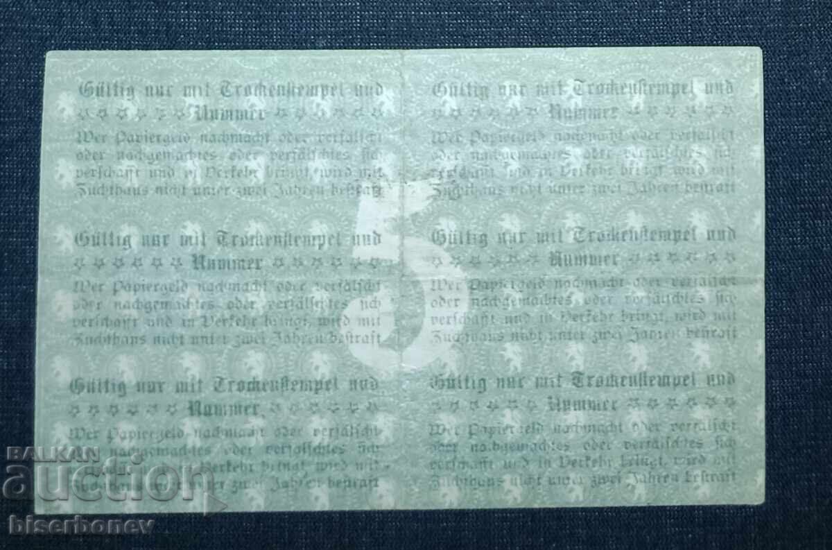 Γερμανία, Γερμανία, 5 μάρκα Pößneck, 1918, XF με τιμή 7.00 BGN | € 3.58