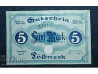 Γερμανία, Γερμανία, 5 μάρκα Pößneck, 1918, XF