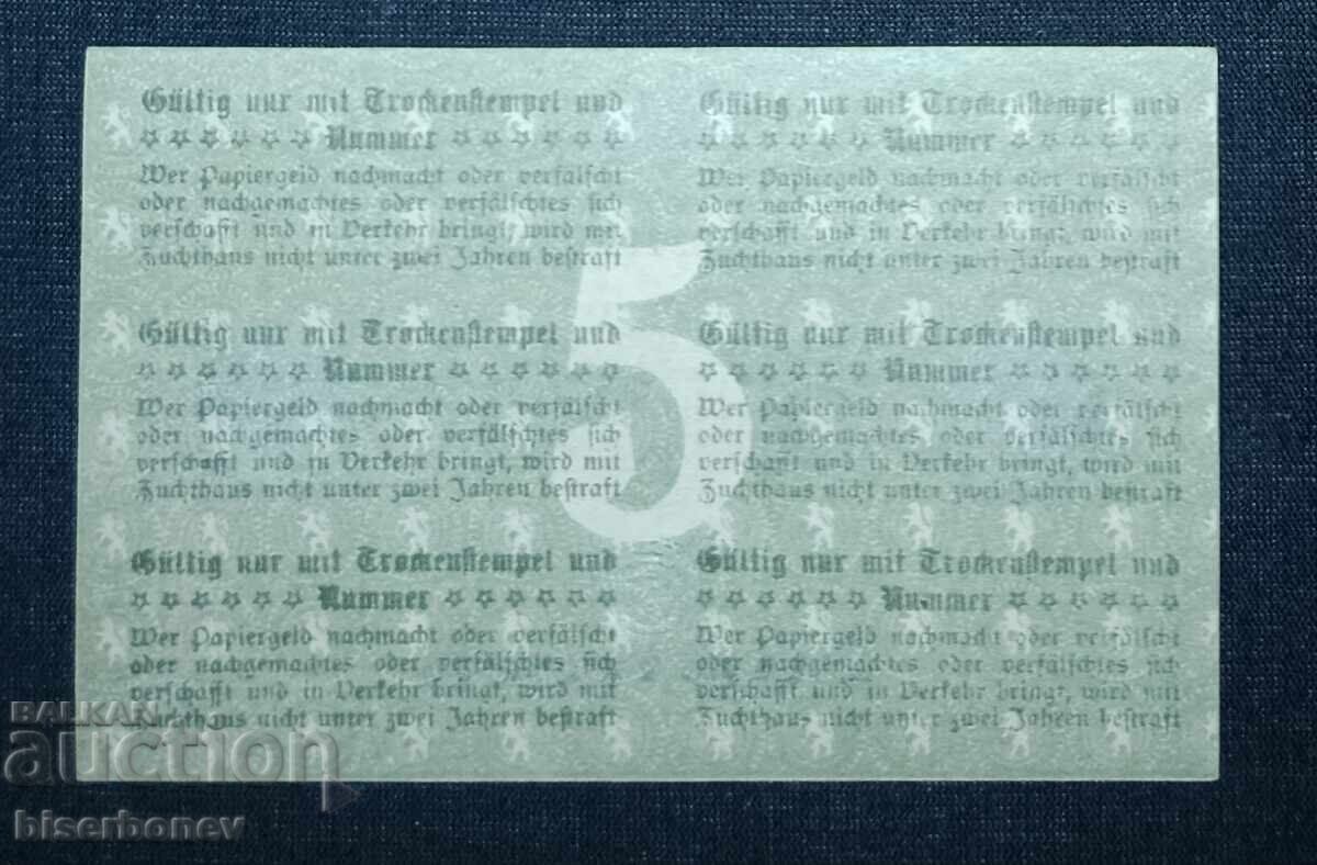 Γερμανία, Γερμανία, 5 μάρκα Pößneck 1918, UNC με τιμή 12.00 BGN | € 6.14