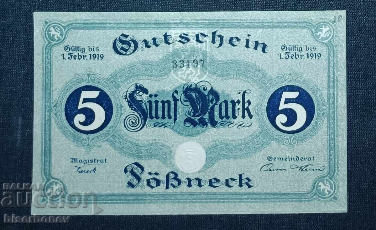 Γερμανία, Γερμανία, 5 μάρκα Pößneck 1918, UNC