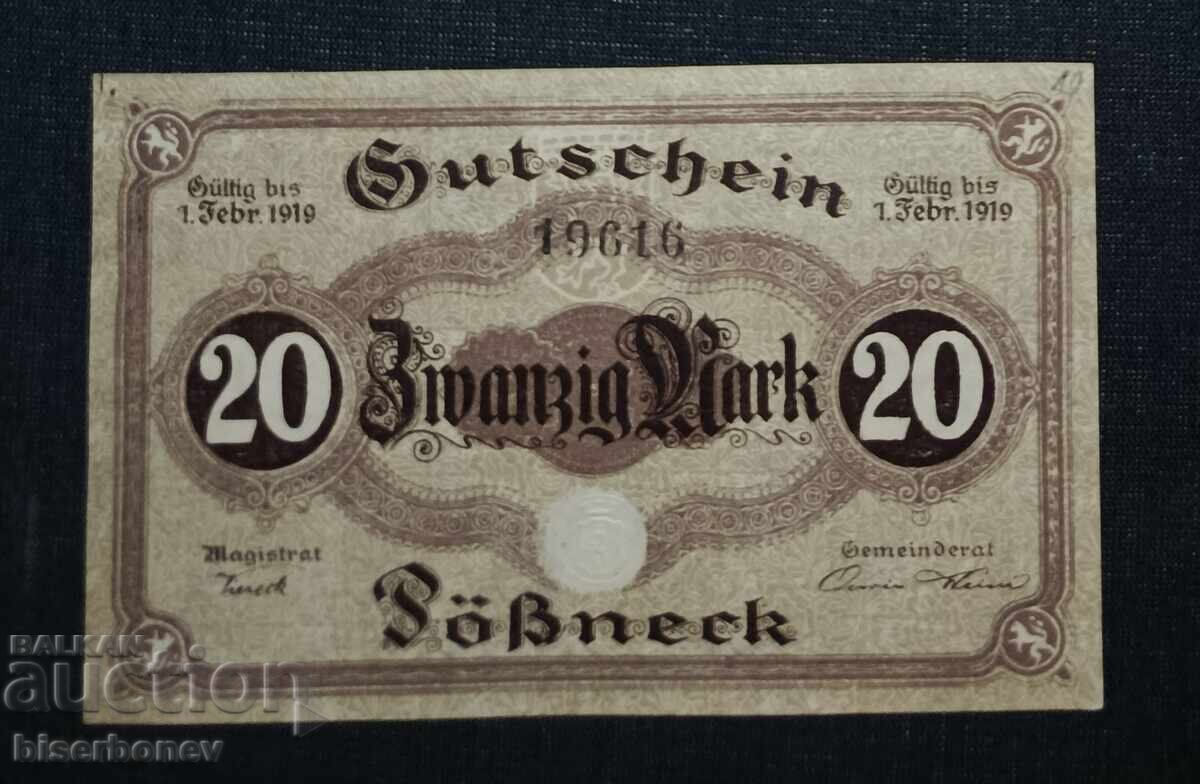 Γερμανία, Γερμανία, 20 μάρκα Pößneck 1918, UNC