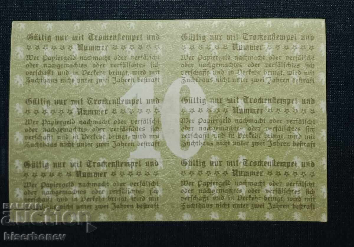 Γερμανία, Γερμανία, 10 μάρκα Pößneck 1918, UNC με τιμή 13.00 BGN | € 6.65