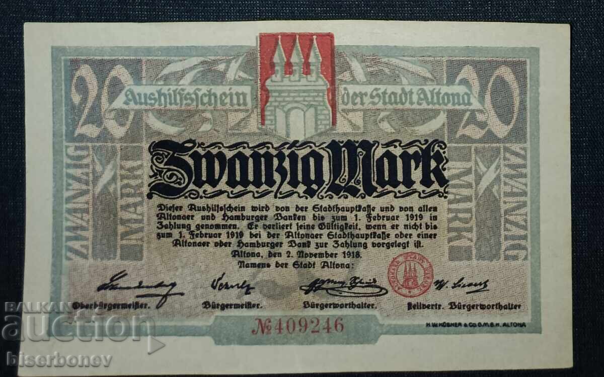 Germany, Germany, 20 Mark Altona 1918, UNC