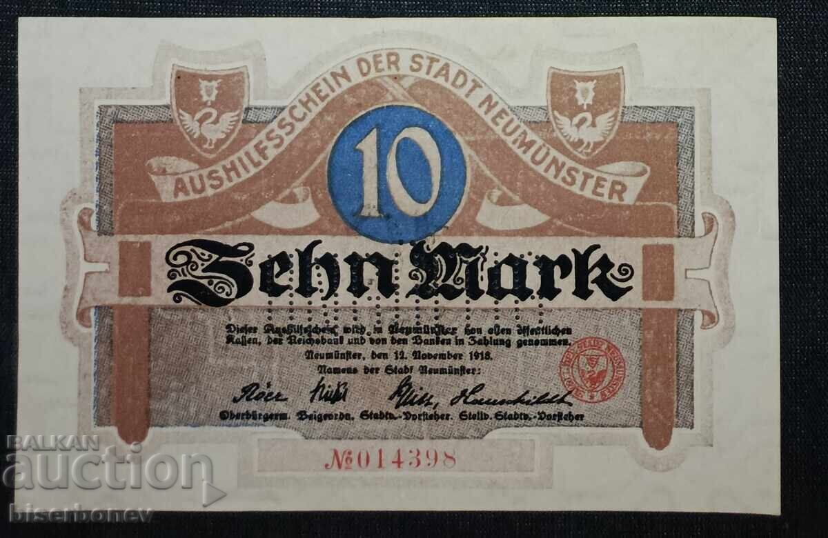 Germany, Germany, 10 Mark Neumünster 1918, aUNC/UNC-1 Germany, Germany, 10 Mark Neumünster 1918, aUNC/UNC-1