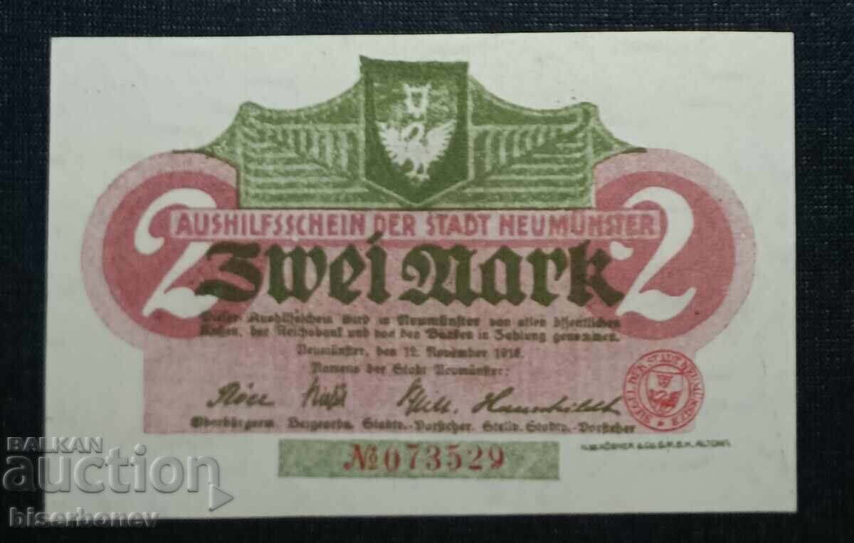 Γερμανία, Γερμανία, 2 μάρκα Νόιμουνστερ, 1918, UNC