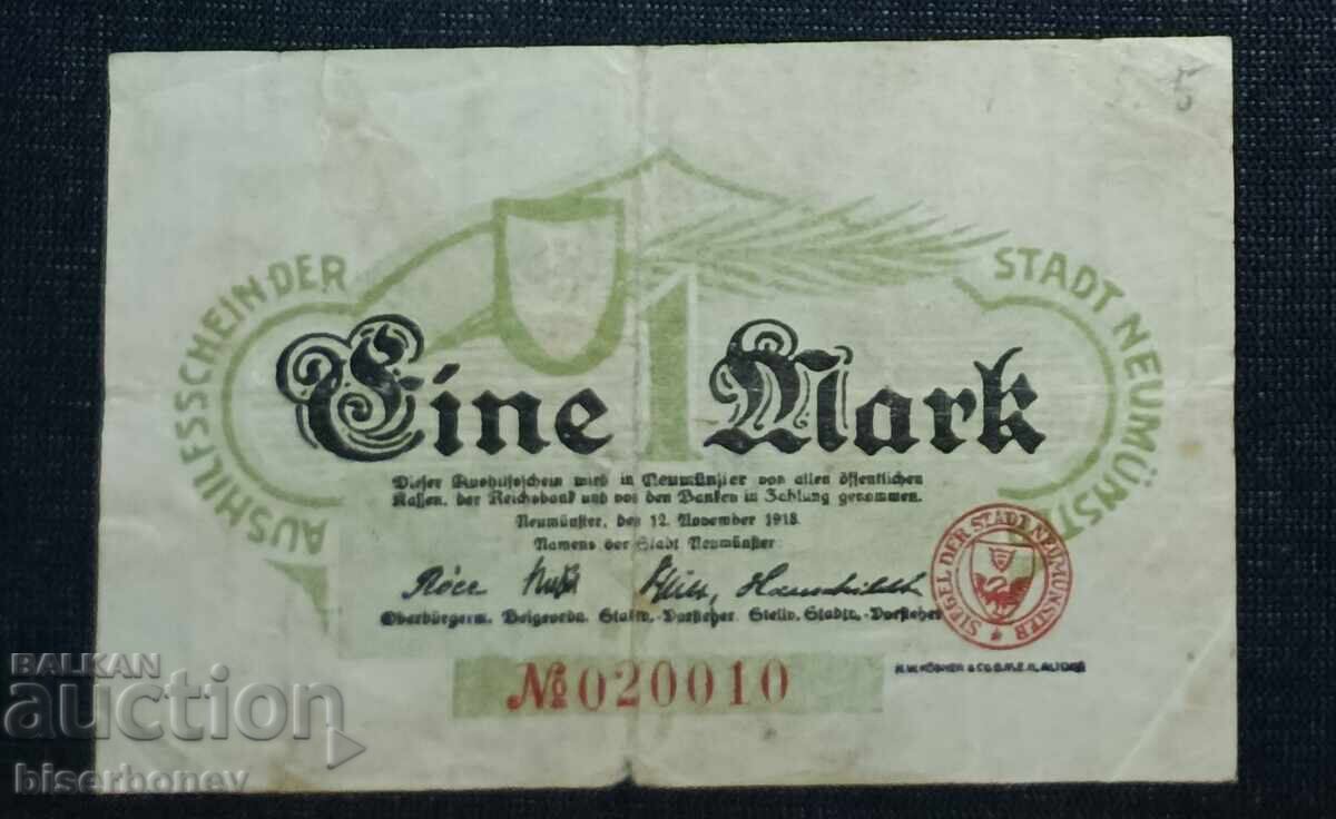 Germania, Germania, 1 marcă Neumünster 1918, F/VF