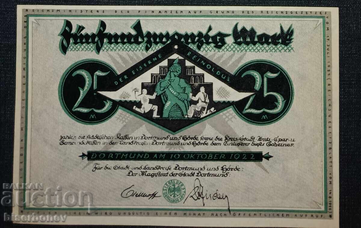 Germania, Germania, 25 mărci Dortmund, 1918, UNC