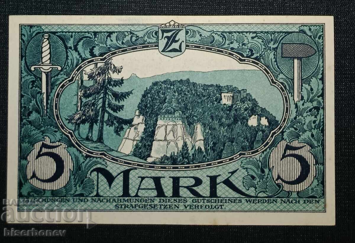 Γερμανία, Γερμανία, 5 μάρκα Zittau, 1918, UNC με τιμή 34.00 BGN | € 17.38 Γερμανία, Γερμανία, 5 μάρκα Zittau, 1918, UNC με τιμή 34.00 BGN | € 17.38