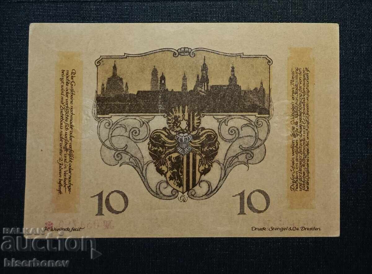 Γερμανία, Γερμανία, 10 μάρκα Δρέσδης, 1918, aUNC με τιμή 15.00 BGN | € 7.67 Γερμανία, Γερμανία, 10 μάρκα Δρέσδης, 1918, aUNC με τιμή 15.00 BGN | € 7.67