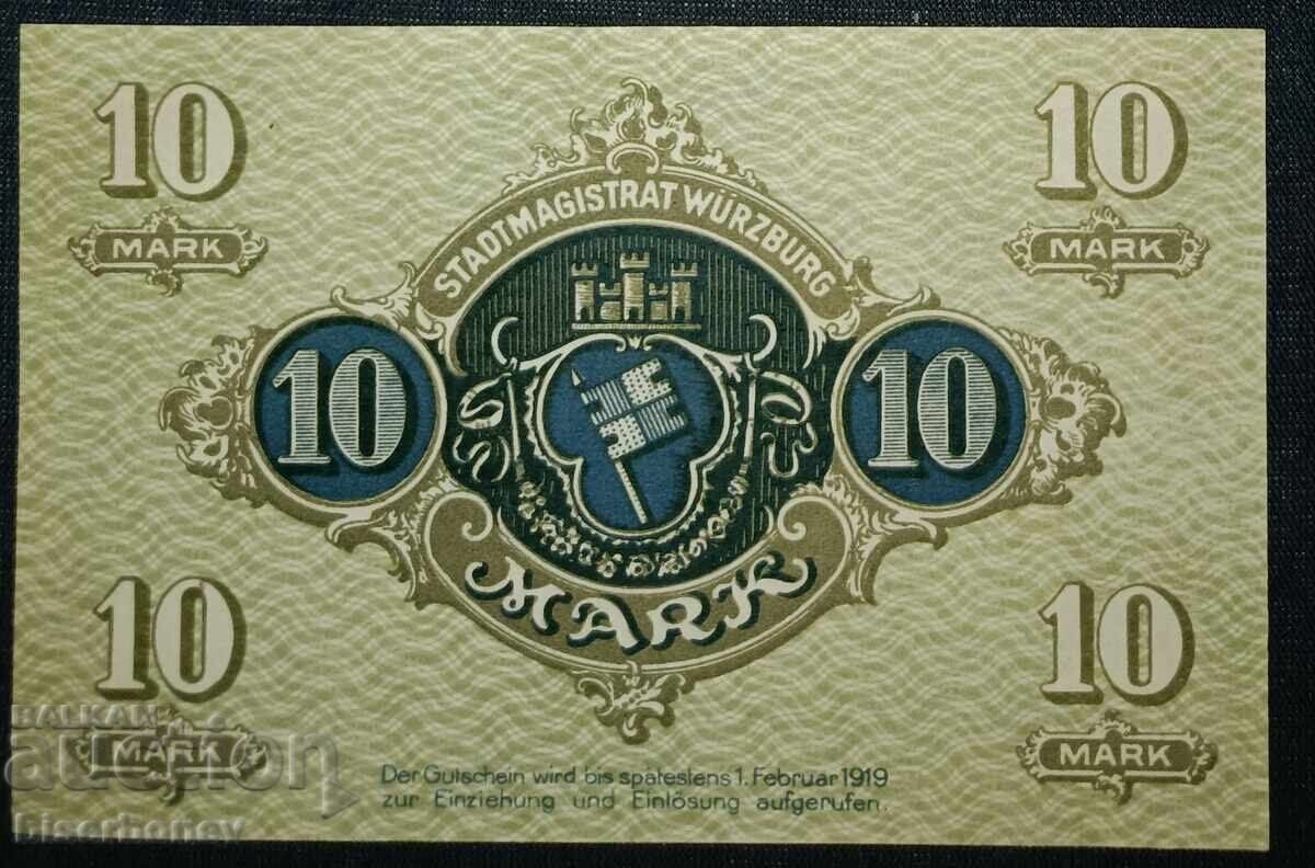 Germany, Germany, 10 Mark Würzburg, 1918, UNC with price 64.00 BGN | € 32.72