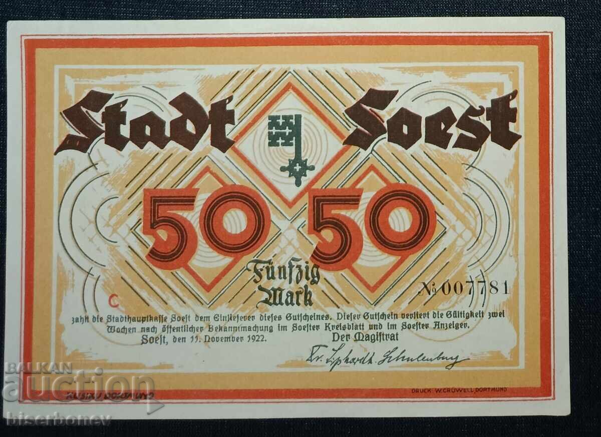 Germany, Germany, 50 Mark Soest, 1918, UNC Germany, Germany, 50 Mark Soest, 1918, UNC