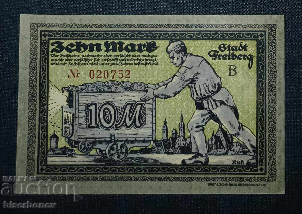 Germany, Germany, 10 Mark Freiberg, 1918, UNC with price 16.00 BGN | € 8.18 Germany, Germany, 10 Mark Freiberg, 1918, UNC with price 16.00 BGN | € 8.18