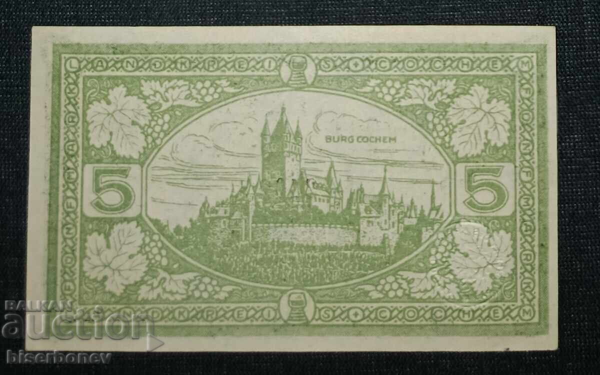 Γερμανία, Γερμανία, 5 μάρκα Κόχεμ, 1918, UNC με τιμή 13.00 BGN | € 6.65