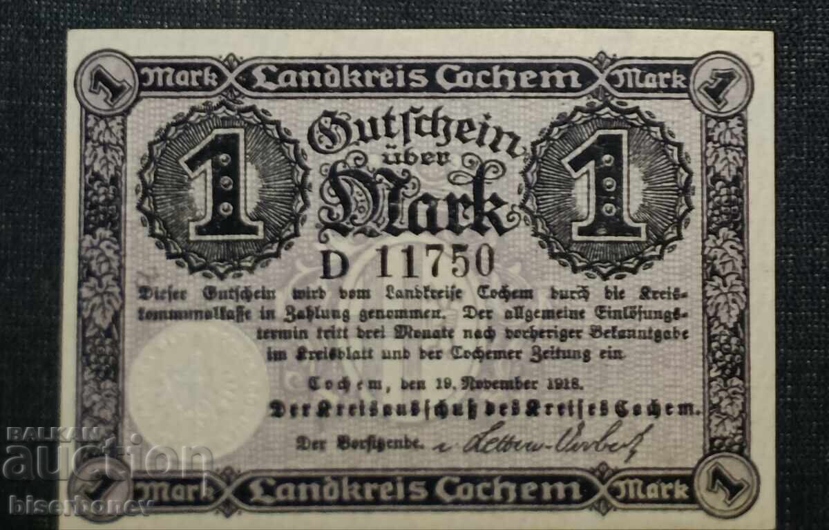 Γερμανία, Γερμανία, 1 μάρκο Κόχεμ, 1918, UNC Γερμανία, Γερμανία, 1 μάρκο Κόχεμ, 1918, UNC