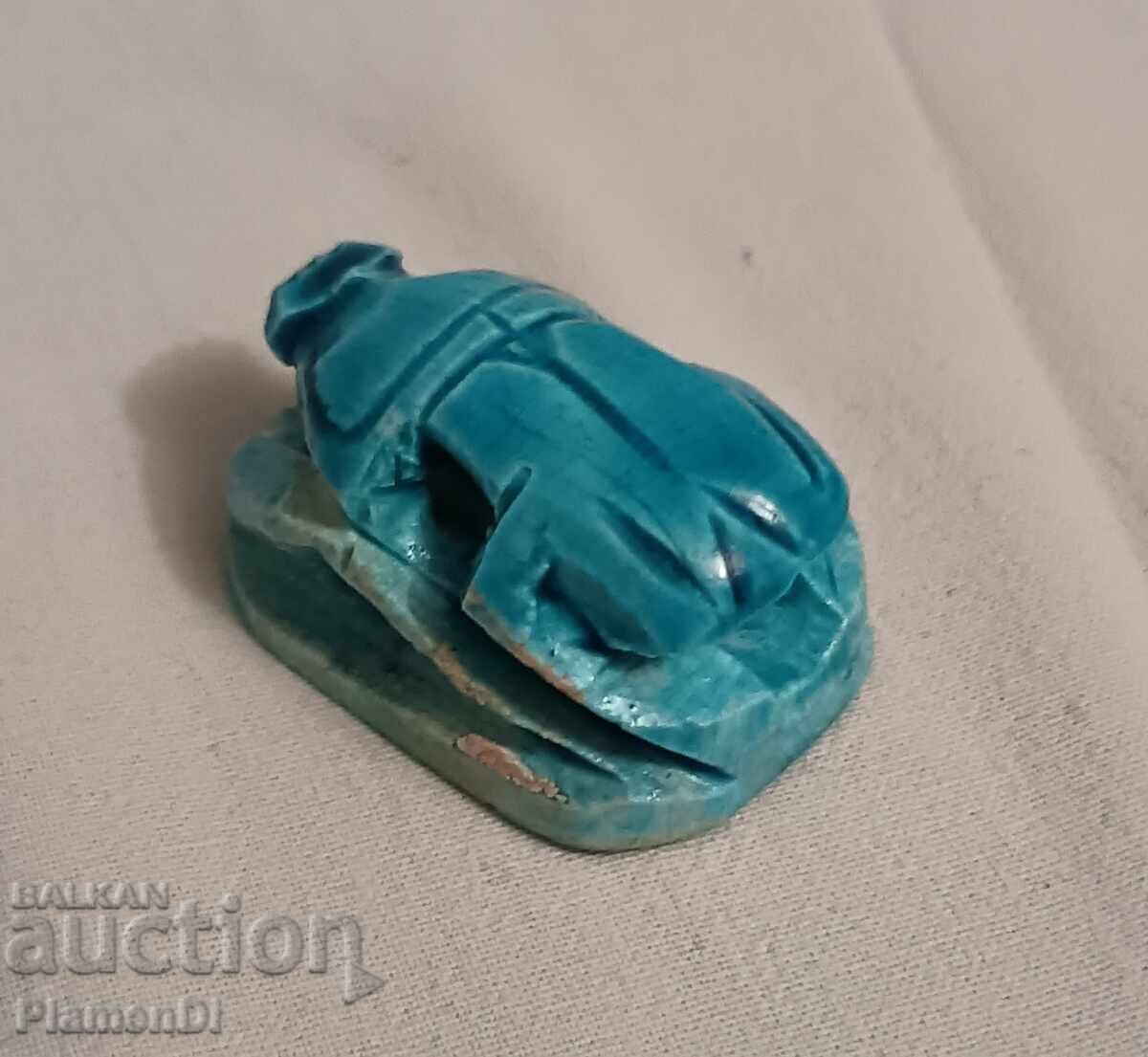 Auction Necklace, pendant, amulet, blue-green sacred scarab Auction Necklace, pendant, amulet, blue-green sacred scarab