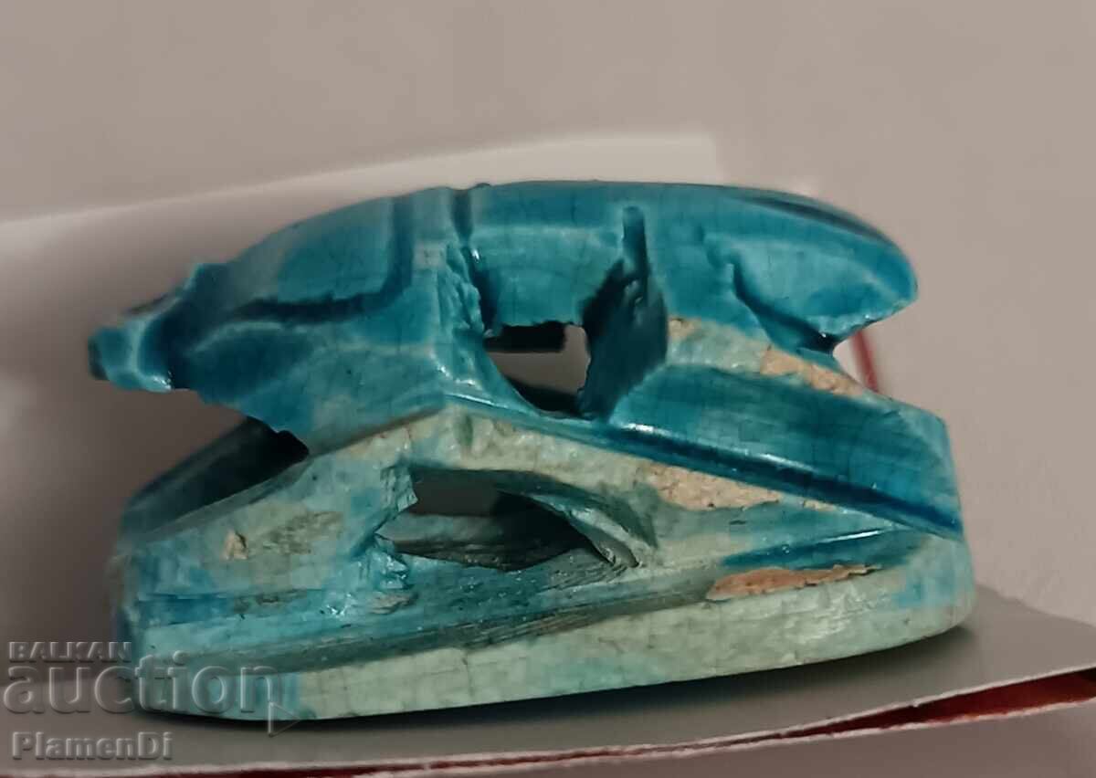 Necklace, pendant, amulet, blue-green sacred scarab - 5 Necklace, pendant, amulet, blue-green sacred scarab - 5